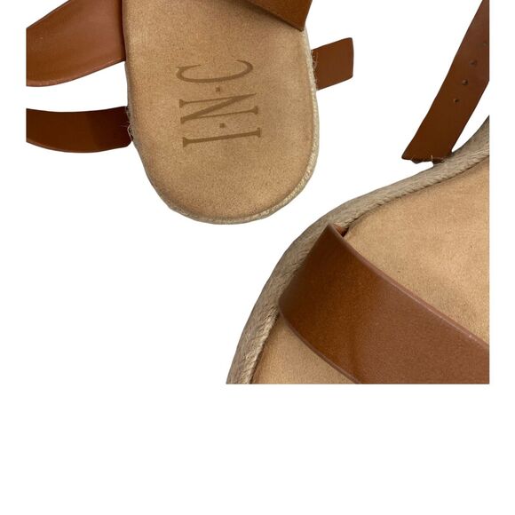 INC Espadrille Sandal Womens Size 8.5 Brown Ankle Buckle M Valet Tap - Picture 6 of 11